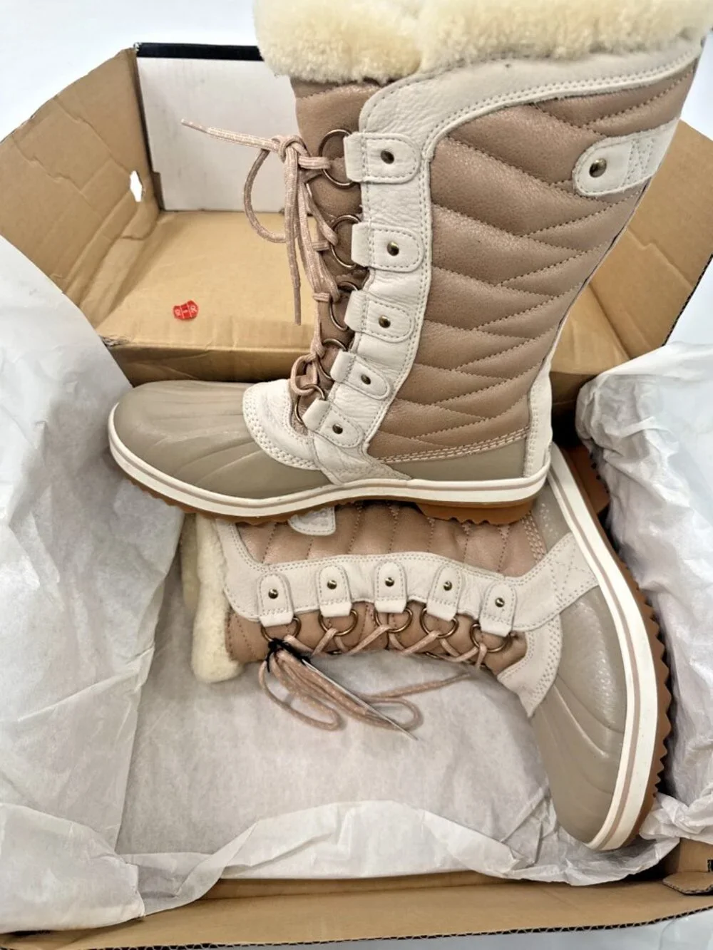 Sorel Tofino II Luxe Natural Tan Boots Womens 8 Winter Faux Fur Snow Ski NEW